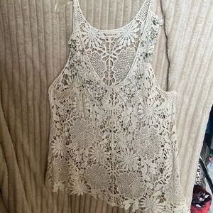 Elegant Cream Lace Crochet Camisole
